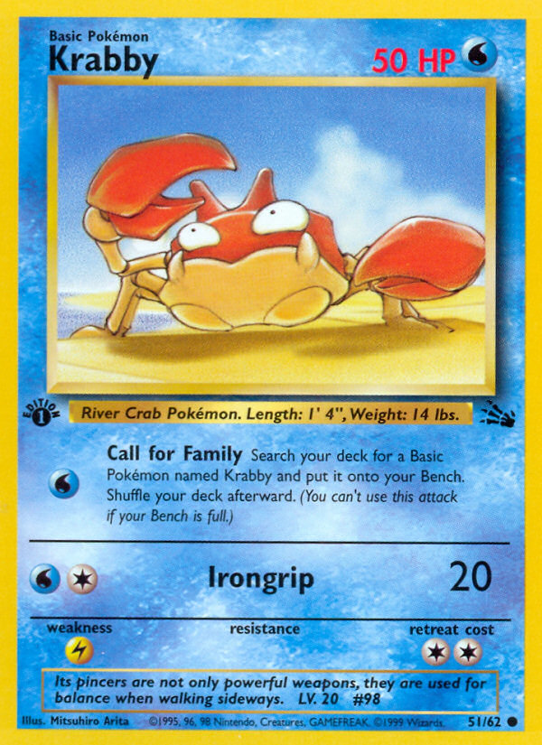 Krabby 051  - 1st Edition Fossil - Common