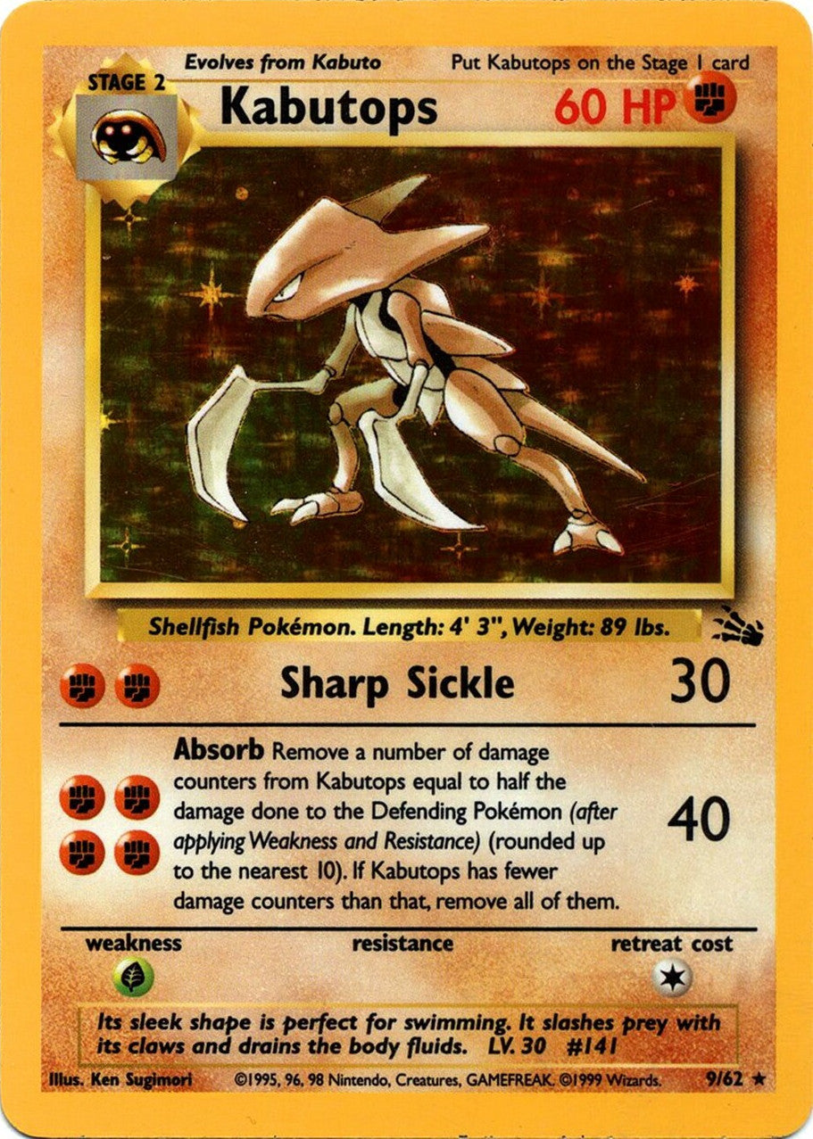 Kabutops (9) 009  - 1st Edition Holofoil Fossil - Holo Rare