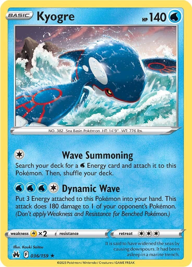 Kyogre 036  - Holofoil SWSH Crown Zenith - Holo Rare