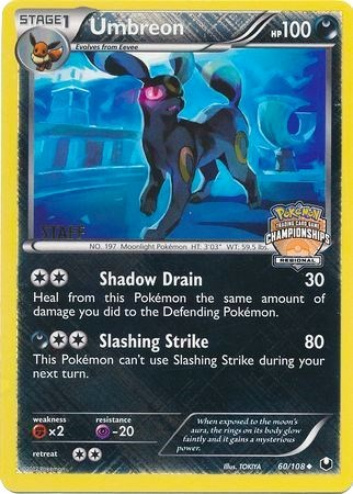 Umbreon - 60/108 (Regional Championships) [Staff]/108  - Reverse Holofoil League & Championship Cards - Promo