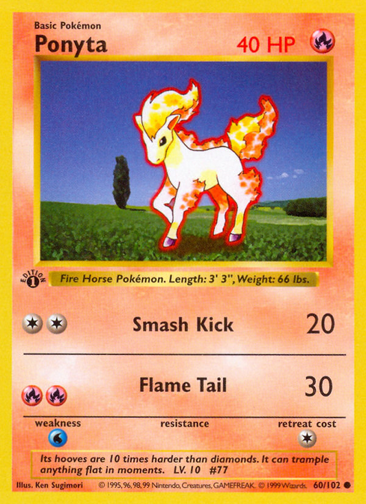 Ponyta 060/102  - 1st Edition Base Set Shadowless - Common