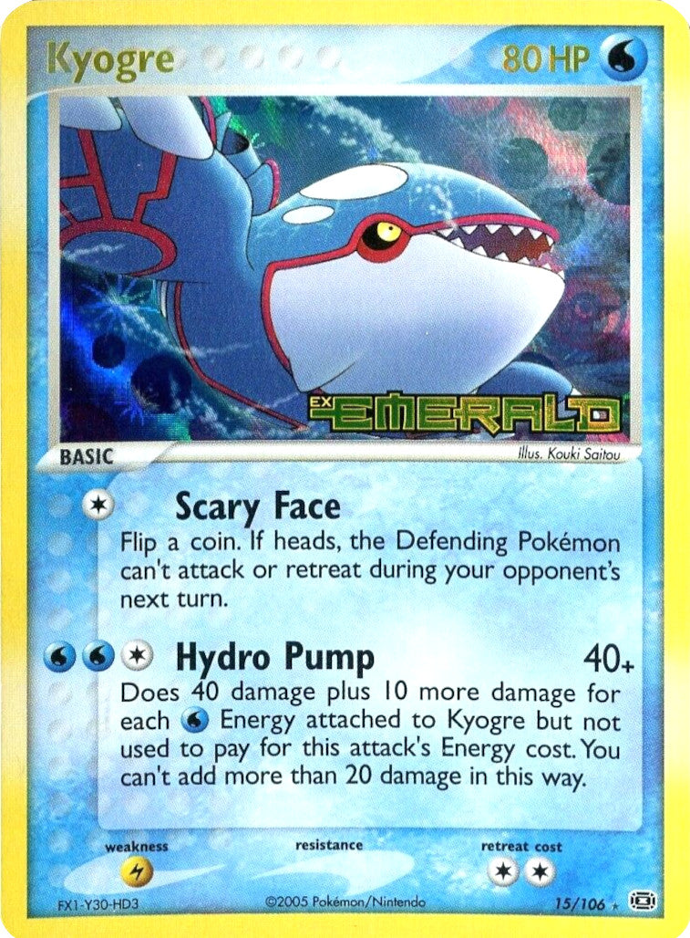 Kyogre - 015/106/106  - Reverse Holofoil Emerald - Rare