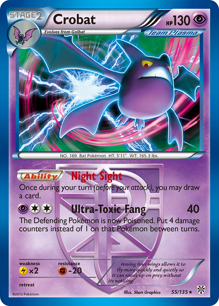 Crobat (Team Plasma) 055/135  - Holofoil Plasma Storm - Holo Rare