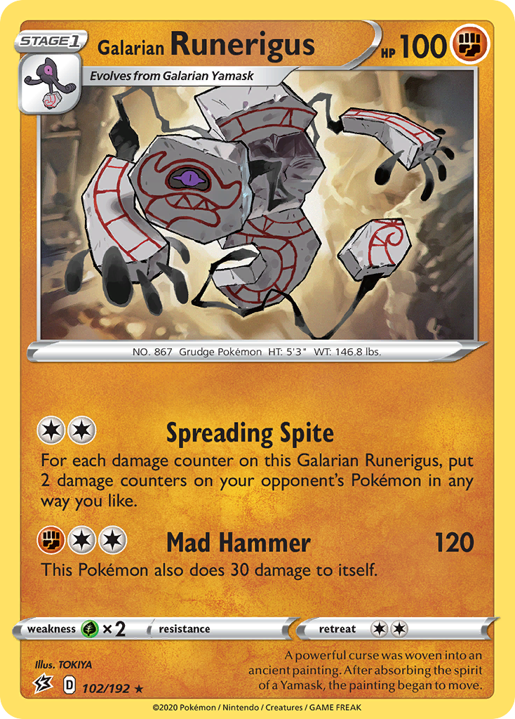 Galarian Runerigus 102  SWSH02 Rebel Clash - Rare