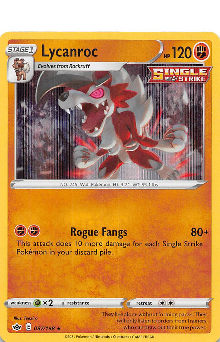 Lycanroc 087  - Holofoil SWSH06 Chilling Reign - Holo Rare