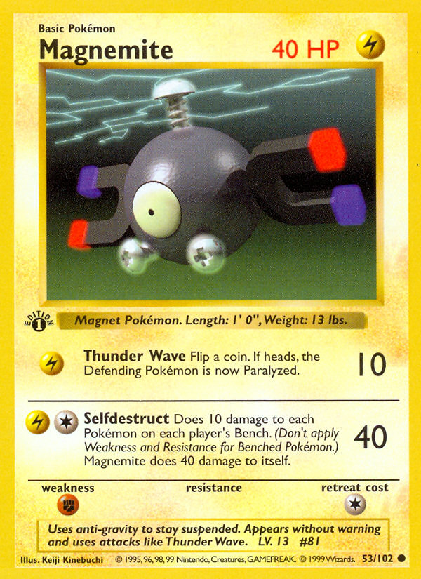Magnemite 053/102  - 1st Edition Base Set Shadowless - Common