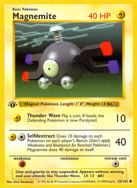 Magnemite 053/102  - 1st Edition Base Set Shadowless - Common