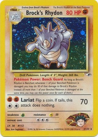 Brock's Rhydon 002  Gym Heroes - Holo Rare