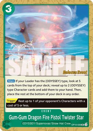 Gum-Gum Dragon Fire Pistol Twister Star (OP10-039) - Royal Blood Release Event Cards