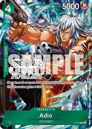 Adio (Regional Finalist Card Set 2025 Vol.1) (P-078) - One Piece Promotion Cards Foil