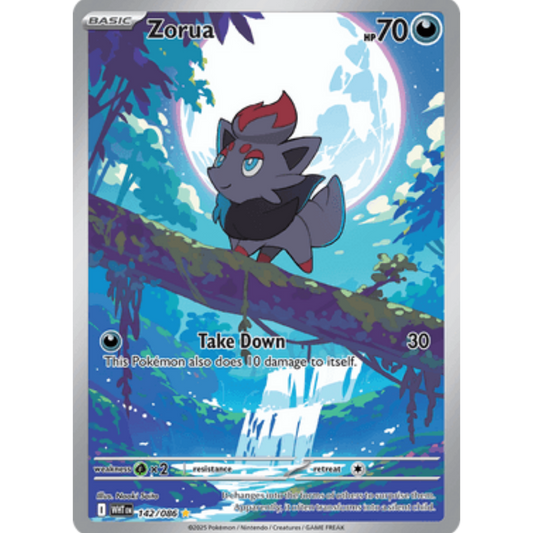 Zorua 142/086  - Holofoil SV White Flare - Illustration Rare