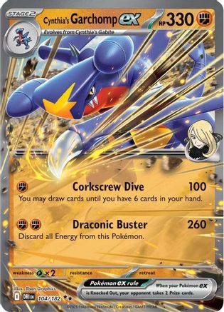 Cynthia's Garchomp ex 104/182  - Holofoil SV10 Destined Rivals - Double Rare