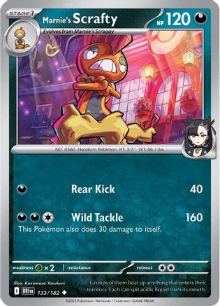 Marnie's Scrafty 133  - Reverse Holofoil SV10 Destined Rivals - Uncommon