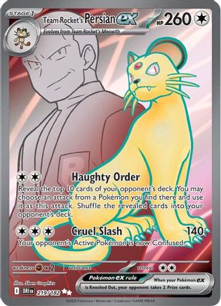 Team Rocket's Persian ex 219/182  - Holofoil SV10 Destined Rivals - Ultra Rare