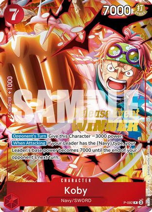 Koby (OP12 Release Event Winner) (P-092) - One Piece Promotion Cards Foil