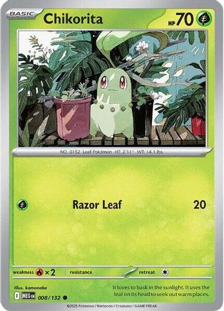 Chikorita 008  - Reverse Holofoil ME01 Mega Evolution - Common