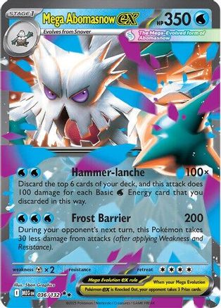 Mega Abomasnow ex 036/132  - Holofoil ME01 Mega Evolution - Double Rare