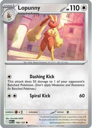 Lopunny 108  - Reverse Holofoil ME01 Mega Evolution - Common