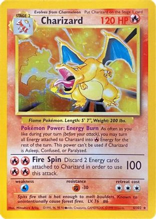 Charizard (Black Dot Error) 004  - Holofoil Base Set - Holo Rare