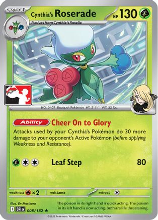 Cynthia's Roserade 008/182  - Holofoil Prize Pack Series Cards - Rare