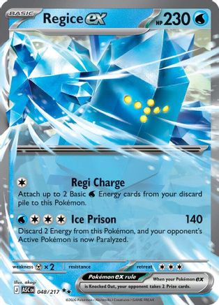 Regice ex 048  - Holofoil ME Ascended Heroes - Double Rare