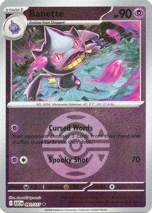 Banette 091/217  - Reverse Holofoil ME Ascended Heroes - Uncommon