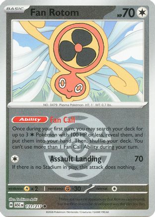 Fan Rotom 171/217  - Reverse Holofoil ME Ascended Heroes - Common