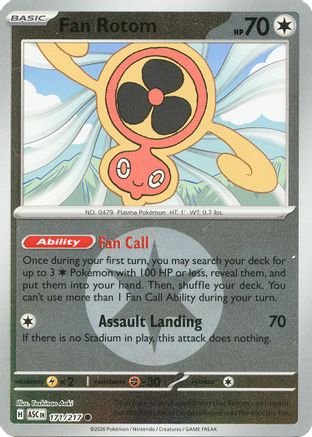 Fan Rotom 171/217  - Reverse Holofoil ME Ascended Heroes - Common