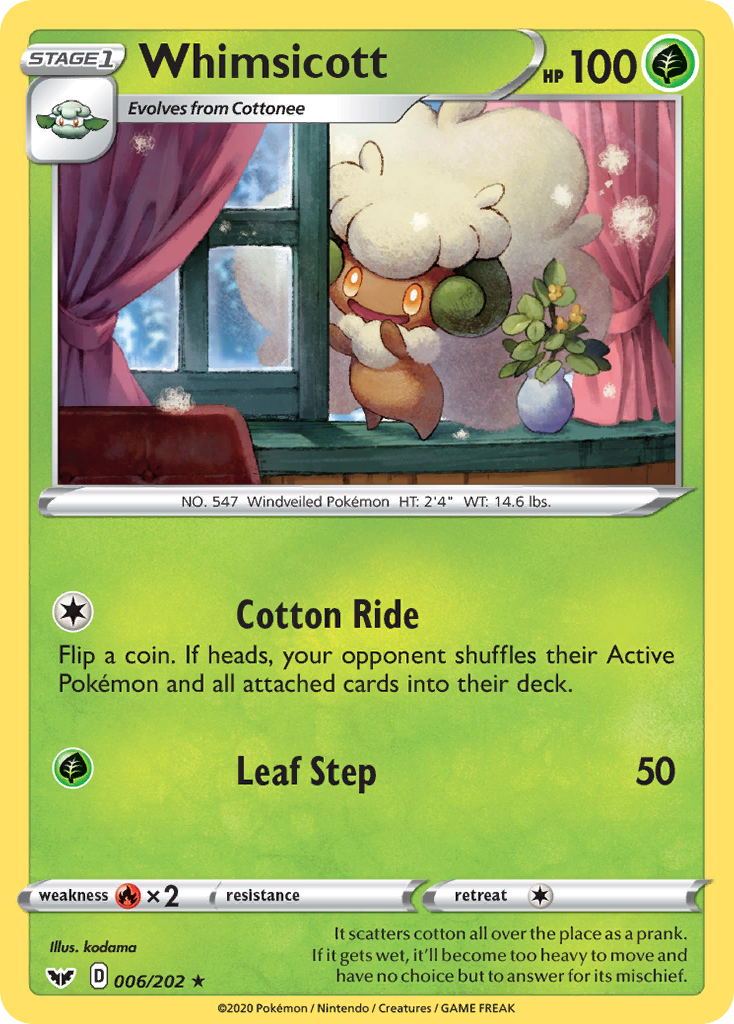 Whimsicott 006  SWSH01 Sword & Shield Base Set - Rare