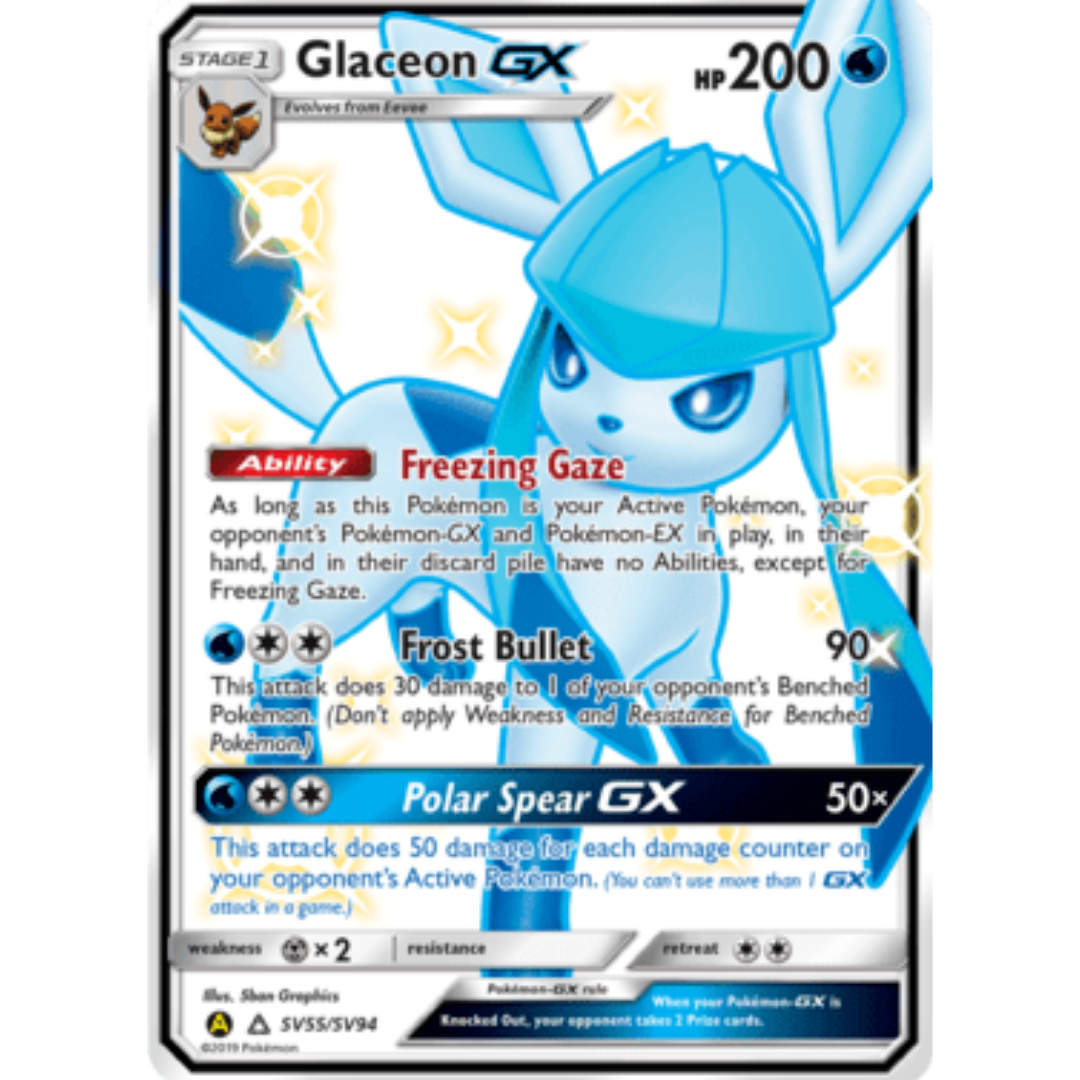 Glaceon GX SV55  - Holofoil Hidden Fates Shiny Vault - Shiny Holo Rare