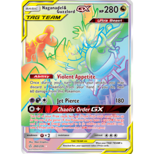 Naganadel & Guzzlord GX (Secret) 260  - Holofoil SM  Cosmic Eclipse - Secret Rare
