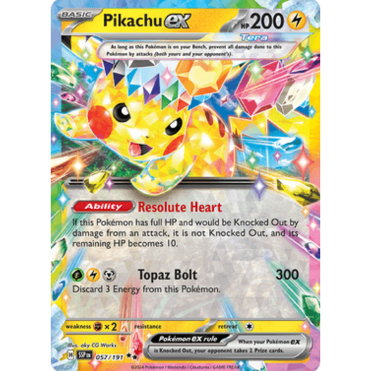 Pikachu ex 057/191  - Holofoil SV08 Surging Sparks - Double Rare