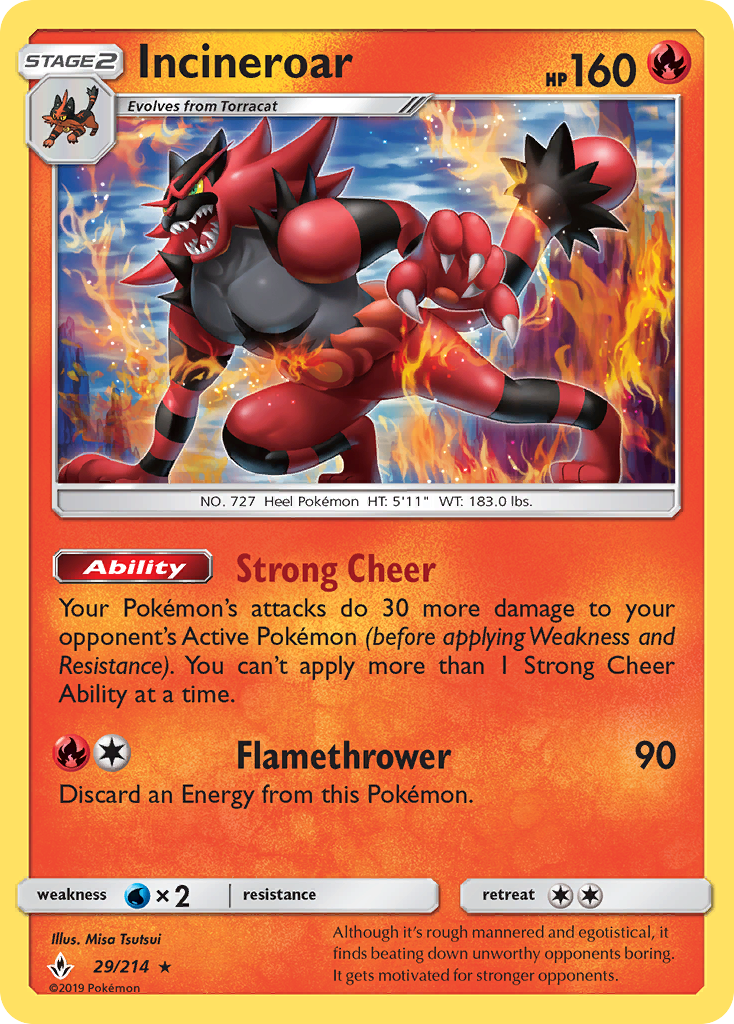 Incineroar 029/214  SM  Unbroken Bonds - Rare
