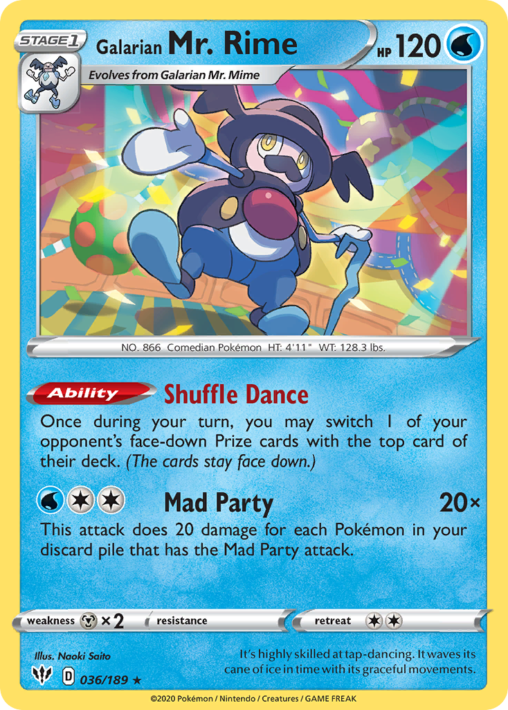Galarian Mr. Rime 036  SWSH03 Darkness Ablaze - Rare