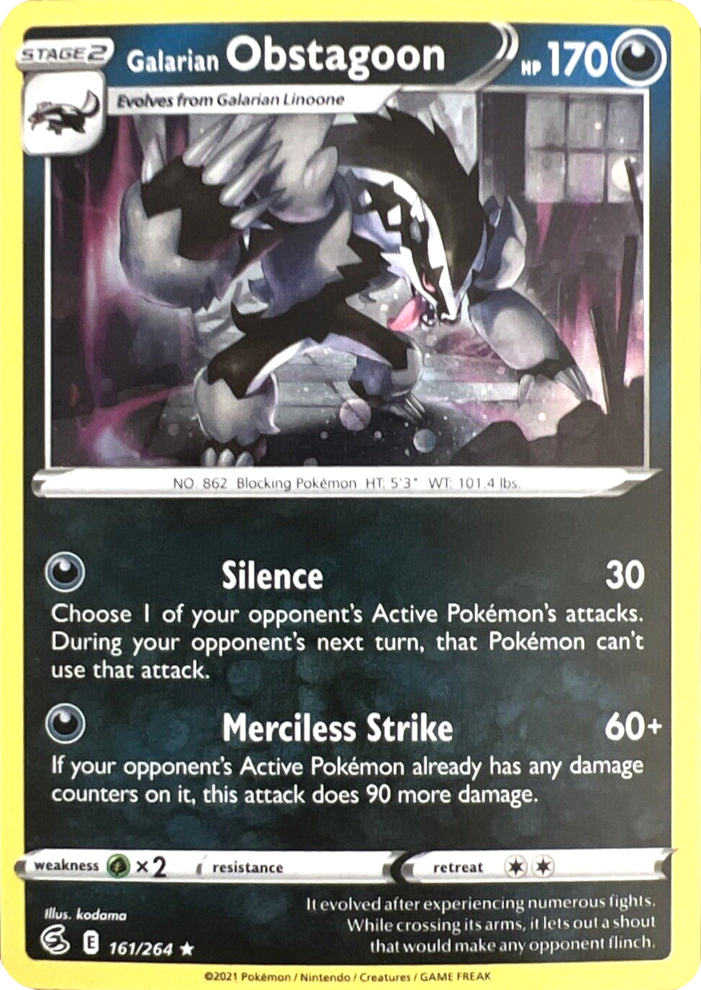 Galarian Obstagoon (Cosmos Holo) 161  - Holofoil Miscellaneous Cards & Products - Holo Rare