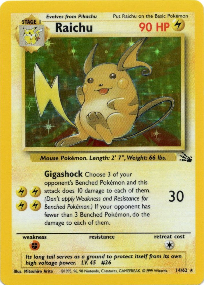 Raichu (14) 014  - 1st Edition Holofoil Fossil - Holo Rare