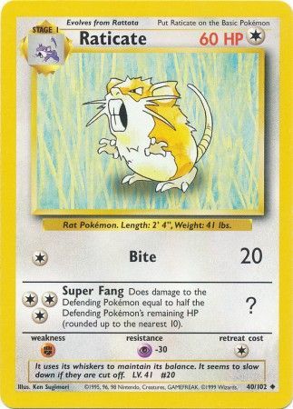 Raticate 040/102  Base Set - Uncommon