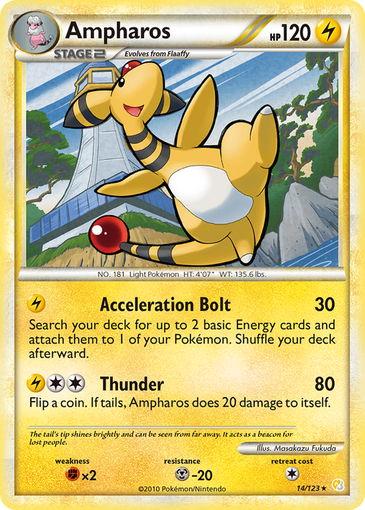 Ampharos 014  HeartGold SoulSilver - Rare