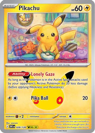 Pikachu 028/128  - Holofoil ME 30th Celebration - Pikachu Rare