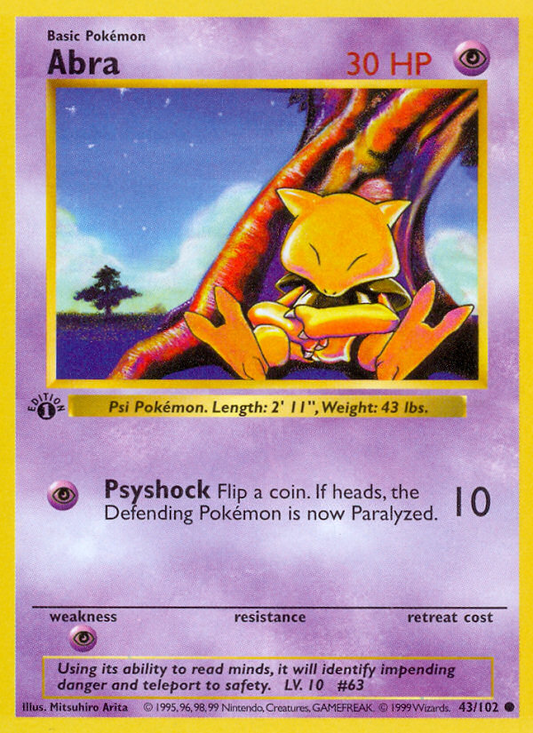 Abra 043/102  - 1st Edition Base Set Shadowless - Common
