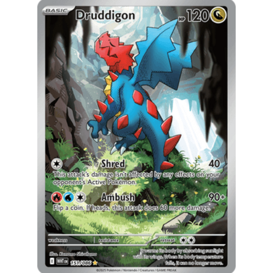Druddigon 151/086  - Holofoil SV White Flare - Illustration Rare