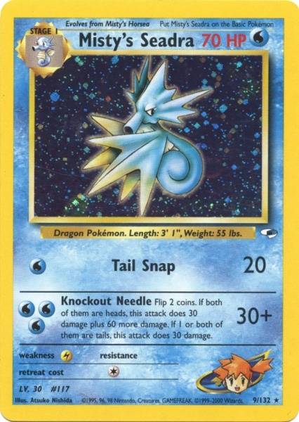 Misty's Seadra 009  Gym Heroes - Holo Rare