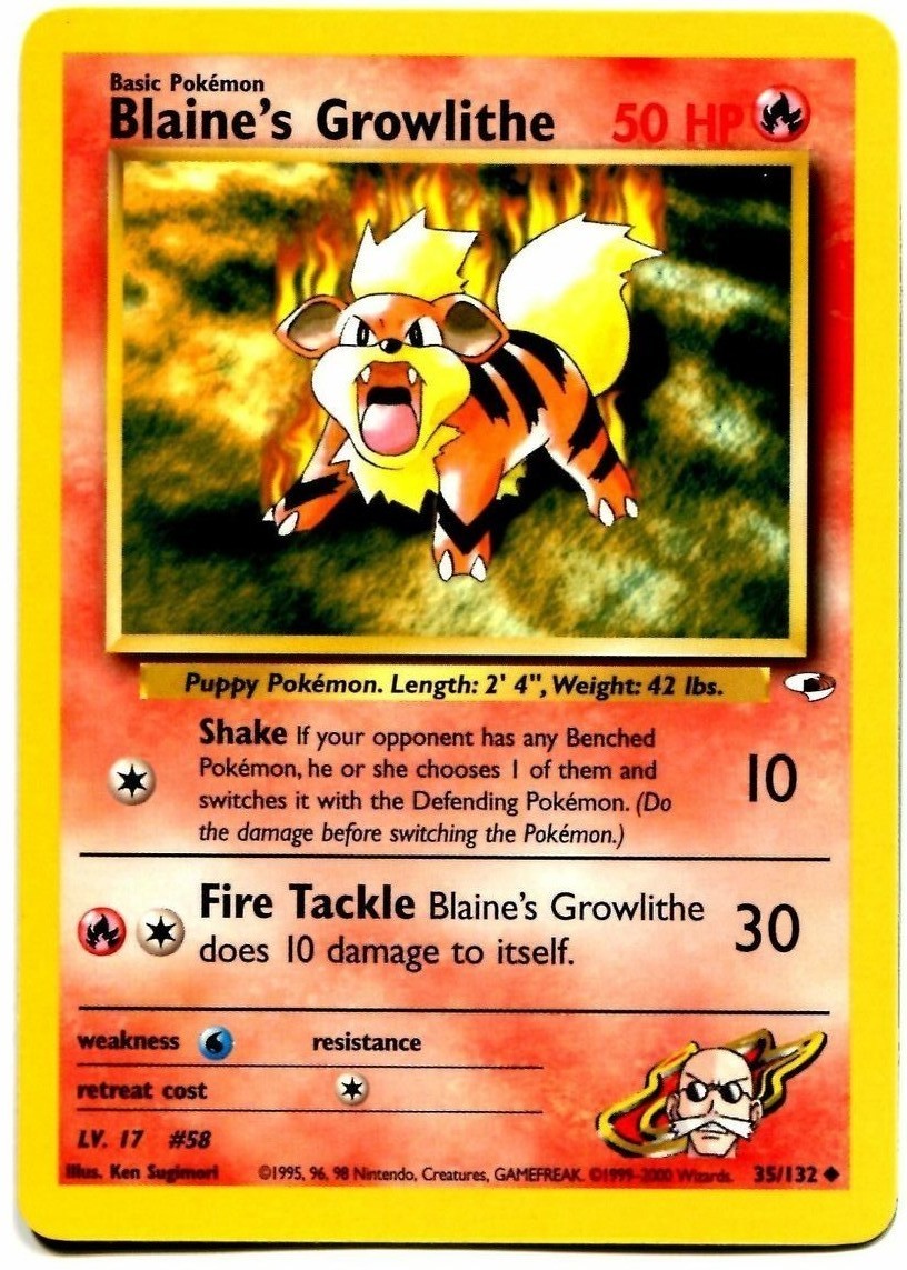 Blaine's Growlithe (35) 035  - Unlimited Gym Heroes - Uncommon