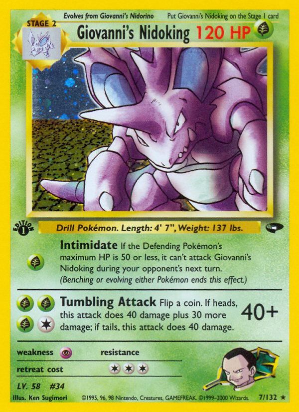 Giovanni's Nidoking 007  - 1st Edition Holofoil Gym Challenge - Holo Rare