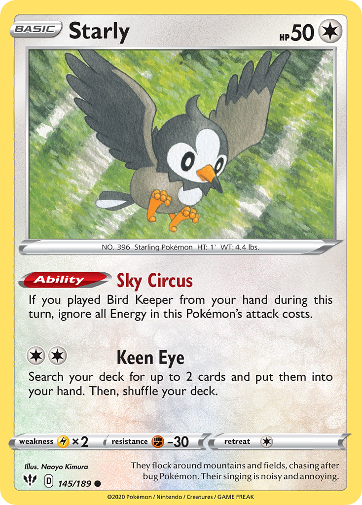 Starly 145  SWSH03 Darkness Ablaze - Common