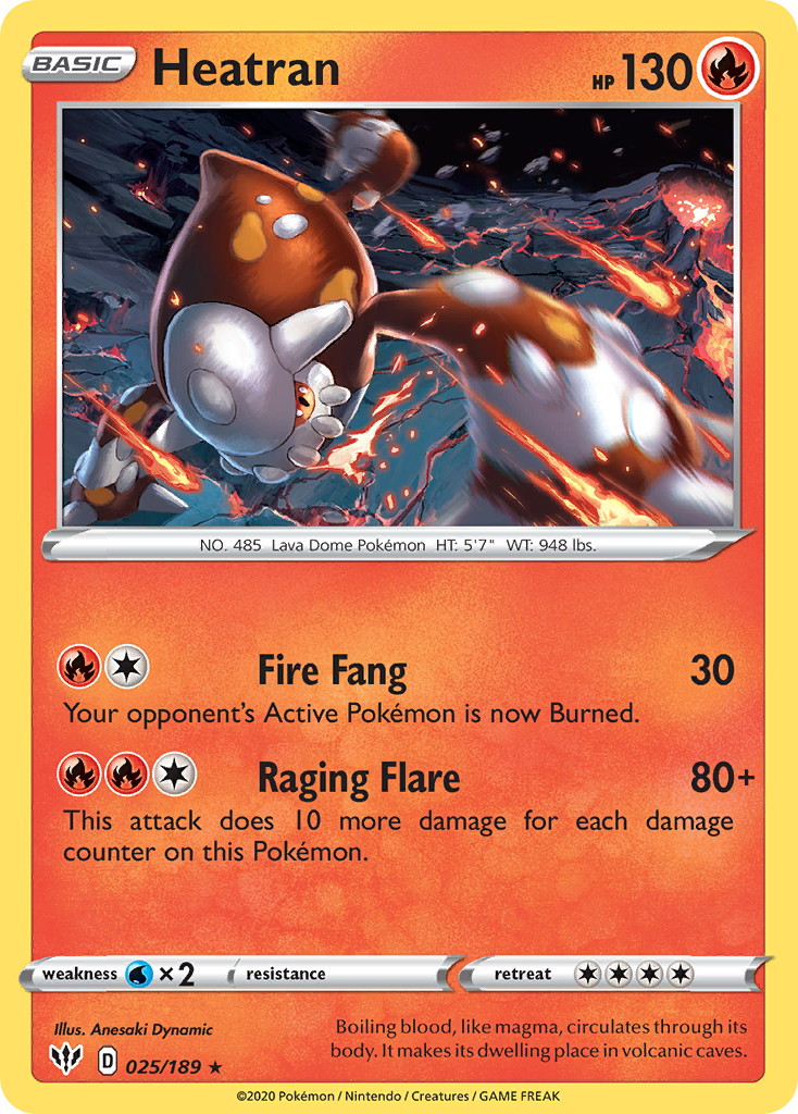 Heatran 025  - Holofoil SWSH03 Darkness Ablaze - Holo Rare