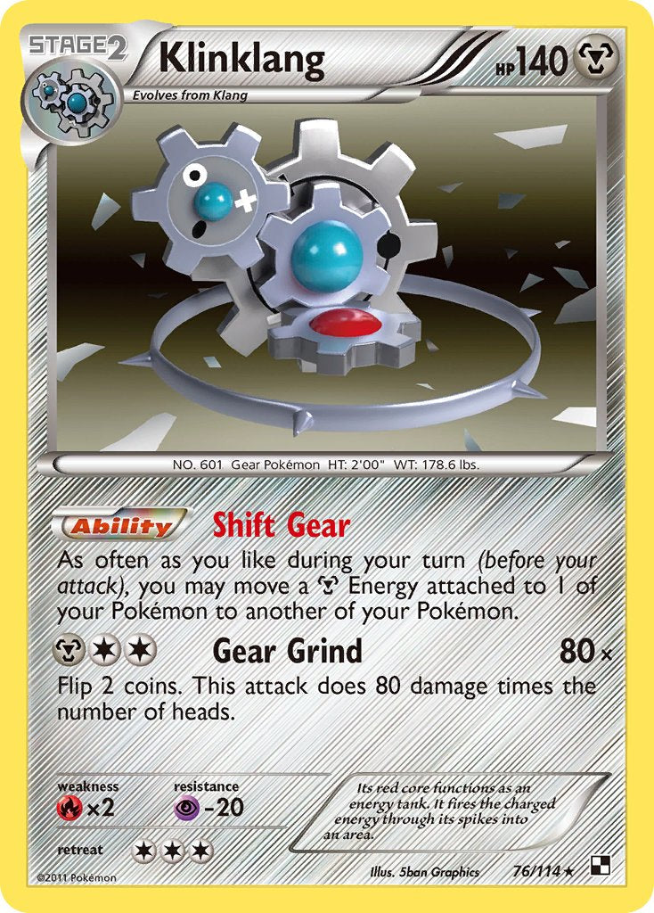 Klinklang - 76/114 (Cracked Ice Holo)/114  - Reverse Holofoil Blister Exclusives - Promo