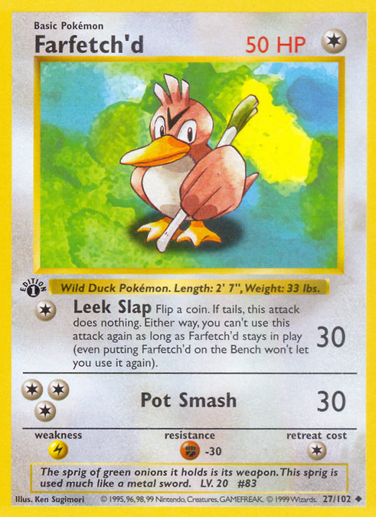 Farfetch'd 027/102  - 1st Edition Base Set Shadowless - Uncommon