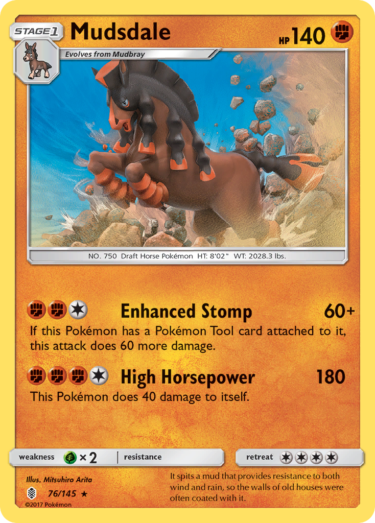 Mudsdale 076  - Holofoil SM  Guardians Rising - Holo Rare