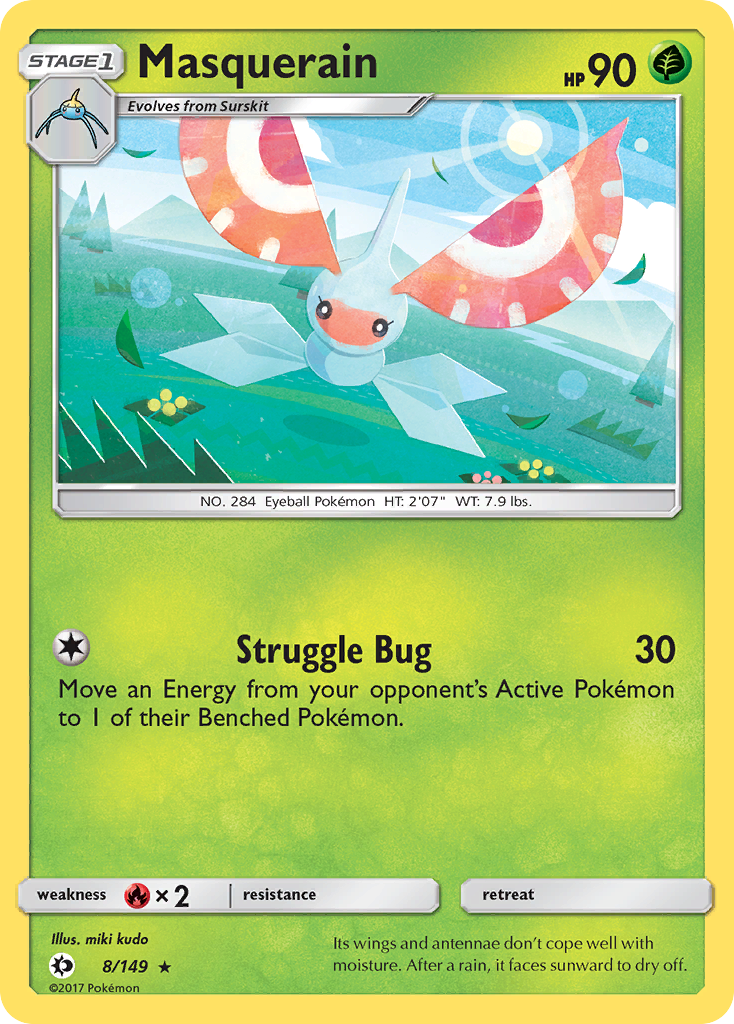 Masquerain 008  SM Base Set - Rare